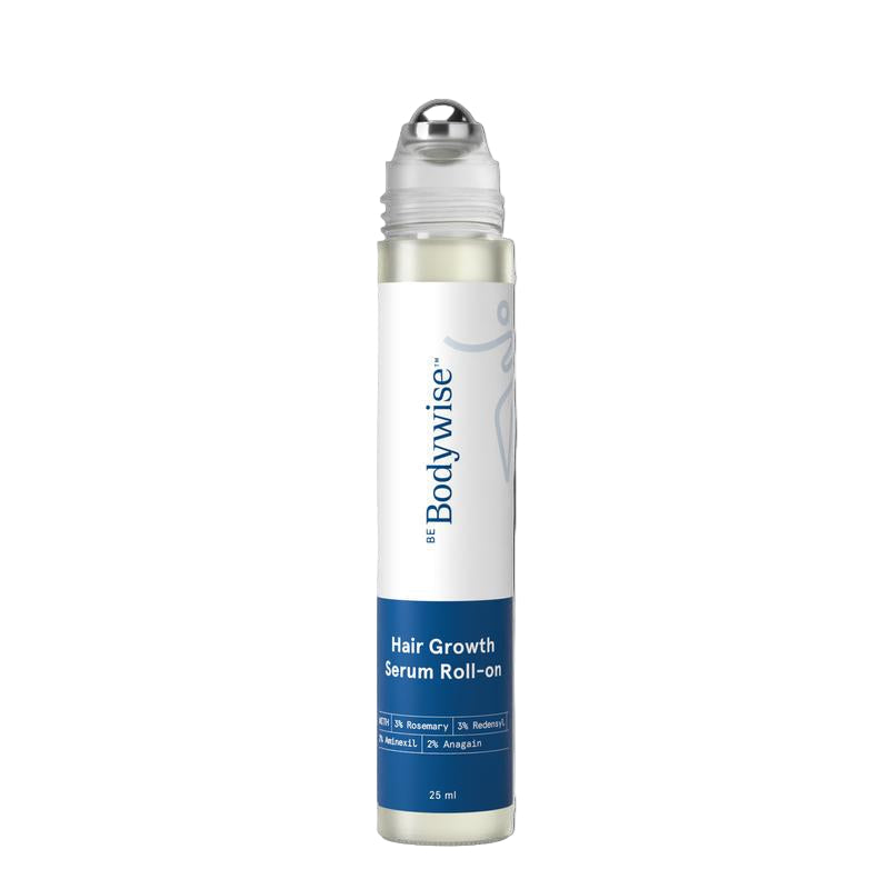 Bodywise Hair Growth Serum Roll-on bottle on a white background