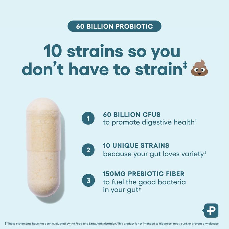 Gut Health Support with 60 Billion Probiotic + Digestive Enzymes + Bloat & Gas Probiotic