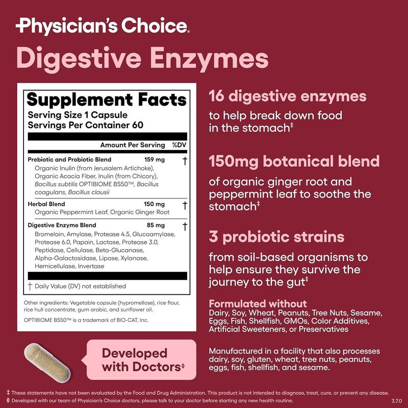 Gut Health Support with 60 Billion Probiotic + Digestive Enzymes + Bloat & Gas Probiotic