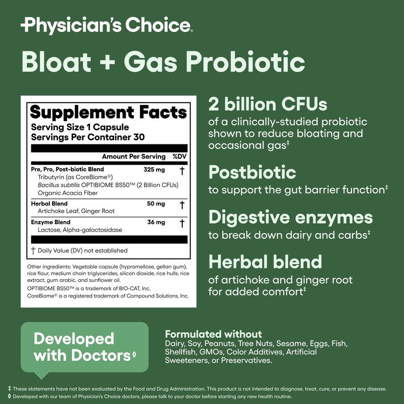 Gut Health Support with 60 Billion Probiotic + Digestive Enzymes + Bloat & Gas Probiotic