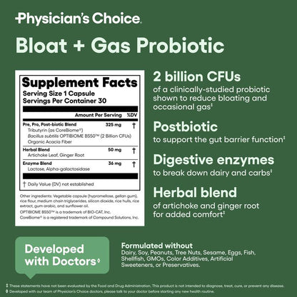 Gut Health Support with 60 Billion Probiotic + Digestive Enzymes + Bloat & Gas Probiotic